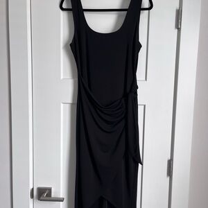 Express Black Ruched Sheath Midi Dress